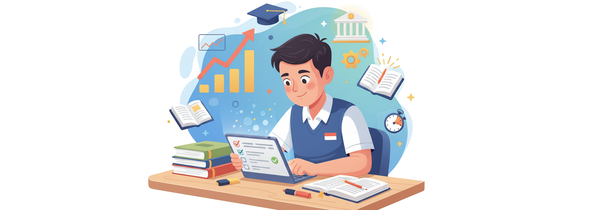 Ilustrasi Siswa Belajar untuk Tryout SNBT